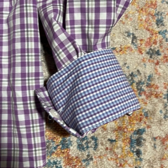 NWT Joseph Abboud button down purple grey check - Picture 3 of 6